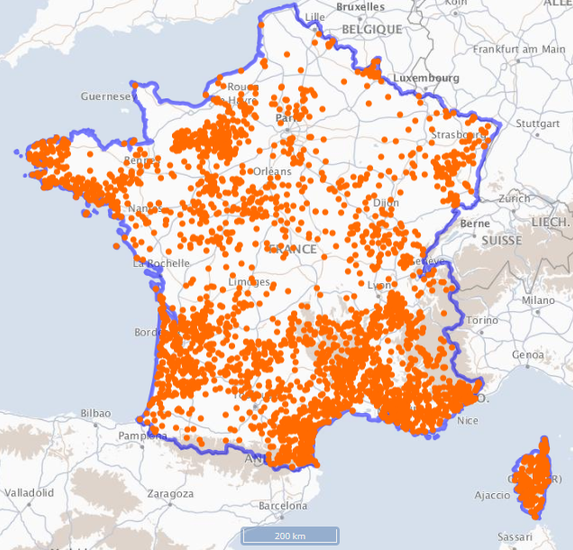 Carte Historique des Feux de forêt en France